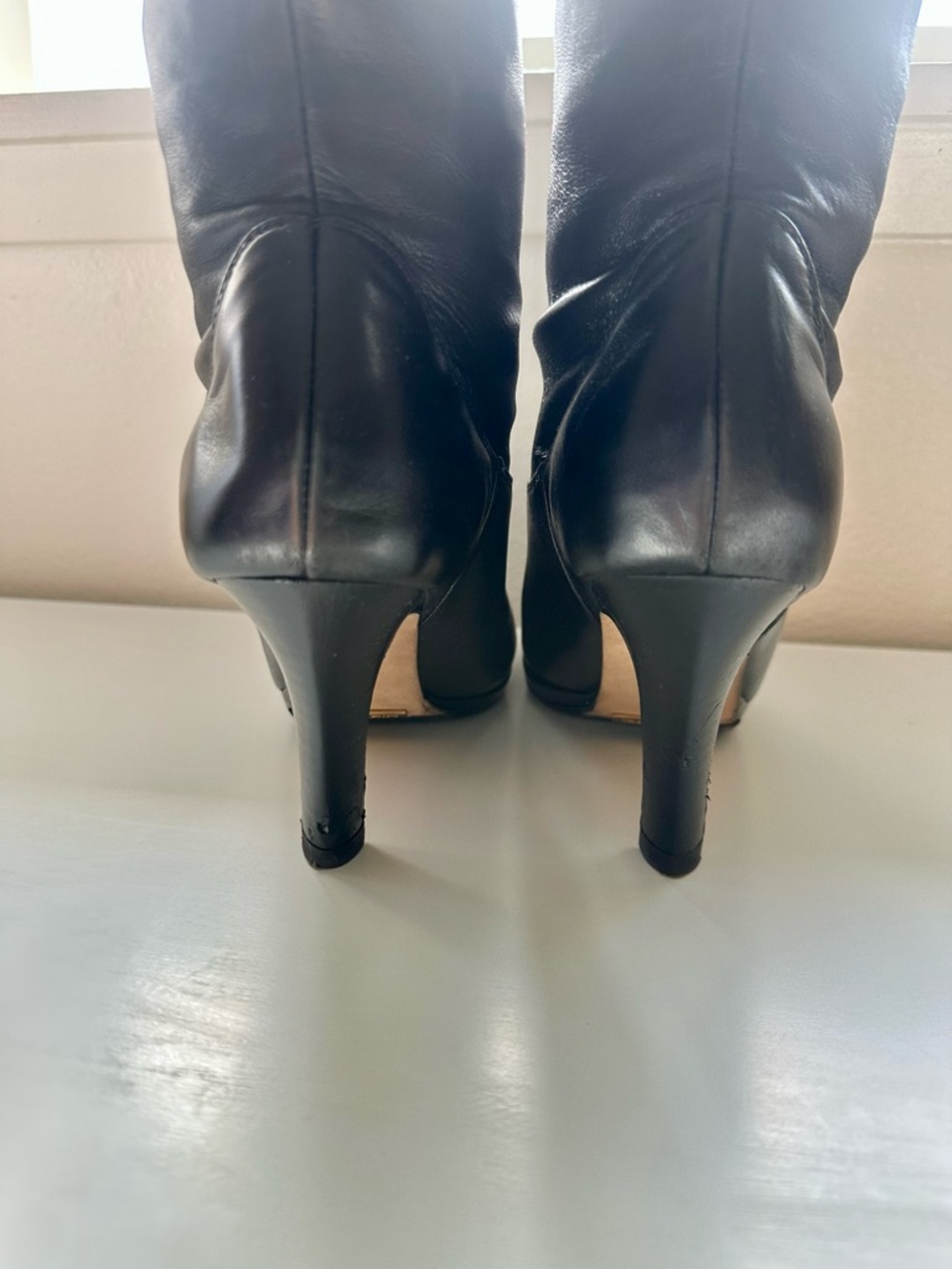 Cole Haan Nike Air Knee High Leather Heeled Boots Black 7.5B - Picture 3 of 8